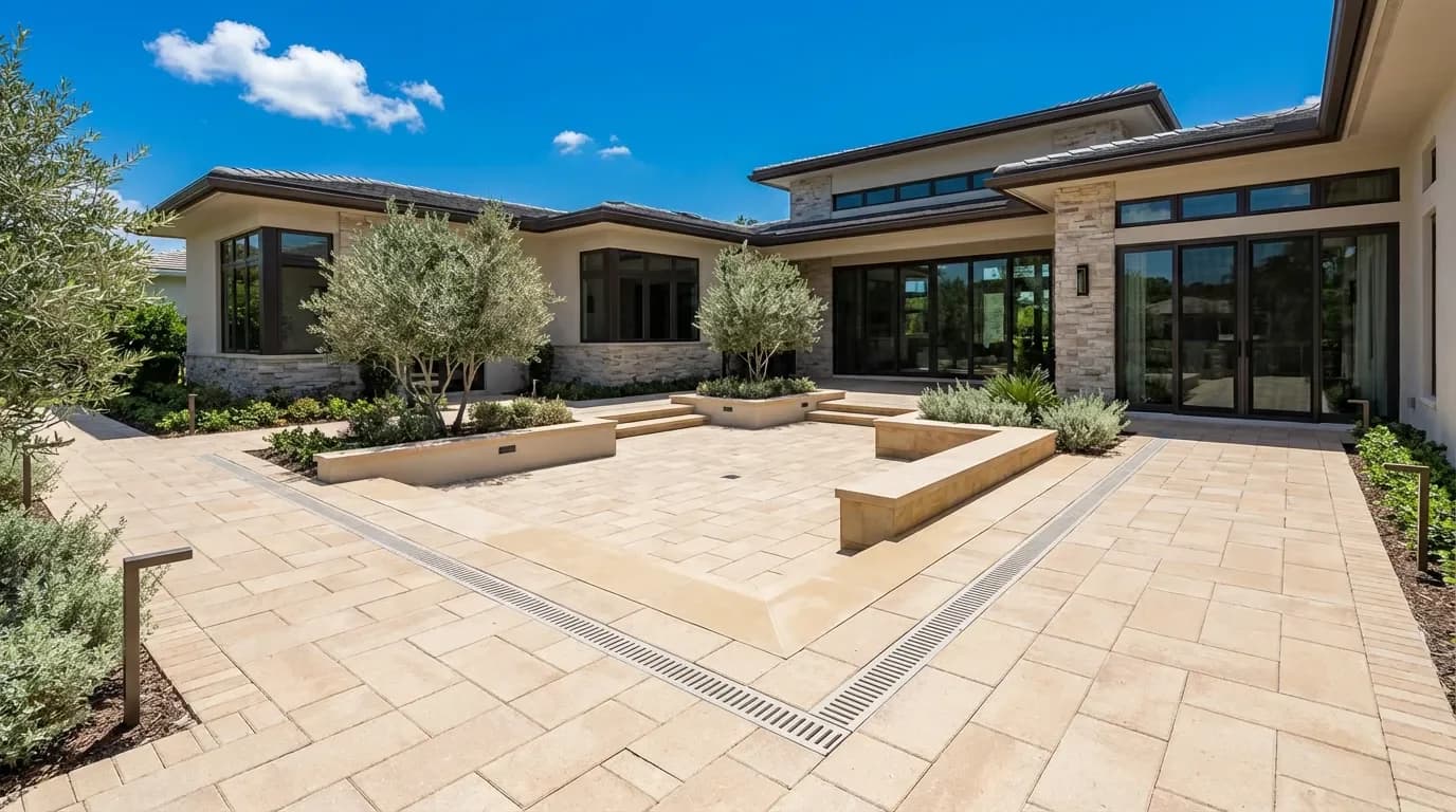 Paver Hardscape with Drainage Design Paver Hardscape with Drainage Design — Dellamano Construction, Fort Lauderdale, FL