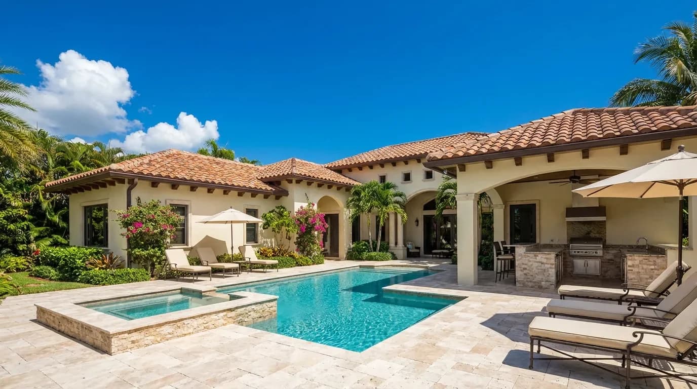 Pool Deck Pavers Integrated with an Outdoor Kitchen Pool Deck Pavers Integrated with an Outdoor Kitchen — Dellamano Construction, Fort Lauderdale, FL