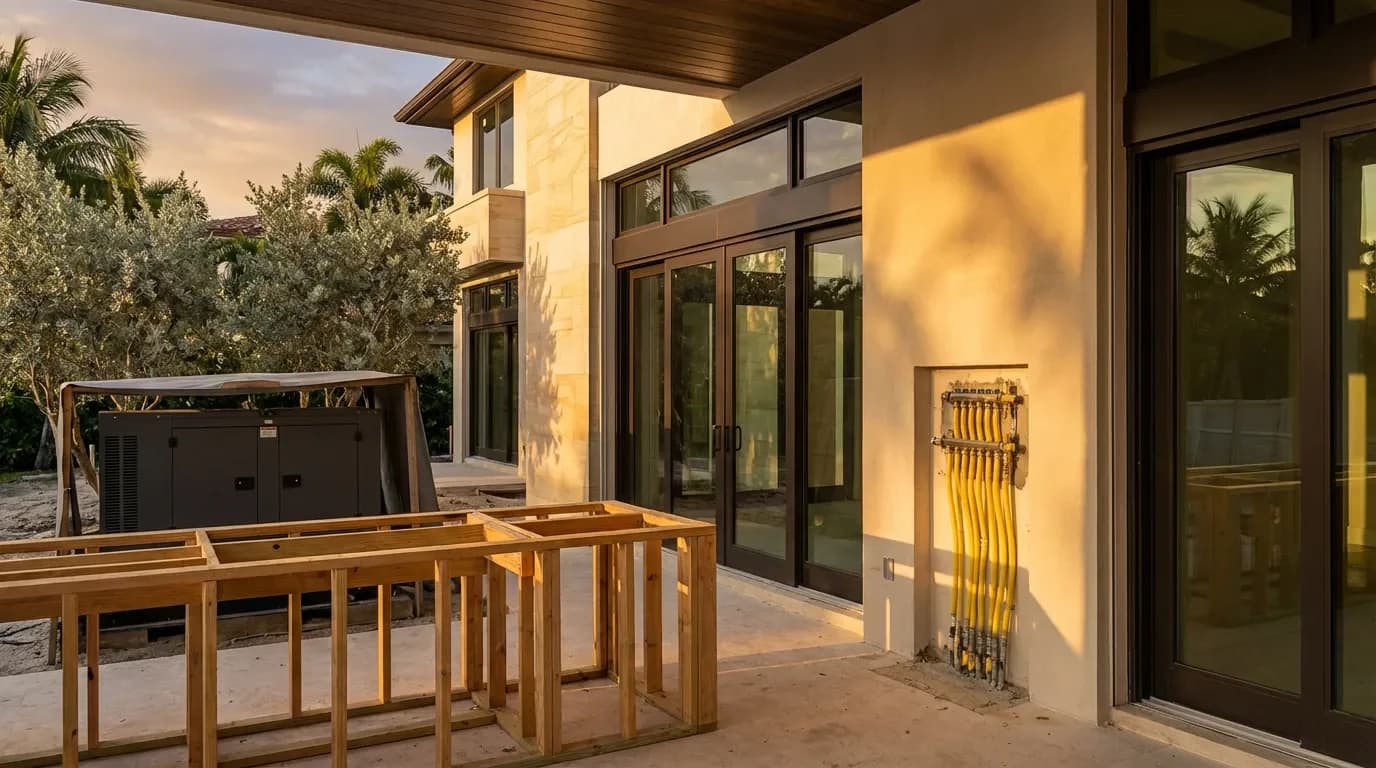 CSST Gas Rough-In — Outdoor Kitchen and Generator CSST Gas Rough-In — Outdoor Kitchen and Generator — Dellamano Construction, Fort Lauderdale, FL