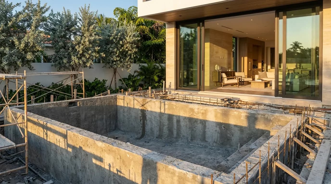 Gunite Shell Before Interior Finish Gunite Shell Before Interior Finish — Dellamano Construction, Fort Lauderdale, FL