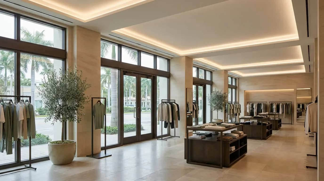 Completed Retail Fit-Out: Ceilings, Lighting, and Final Finishes Completed Retail Fit-Out: Ceilings, Lighting, and Final Finishes — Dellamano Construction, Fort Lauderdale, FL